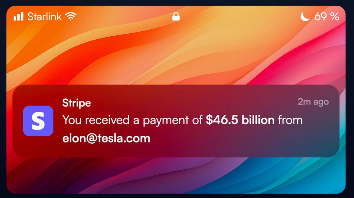 fake stripe payment notification
